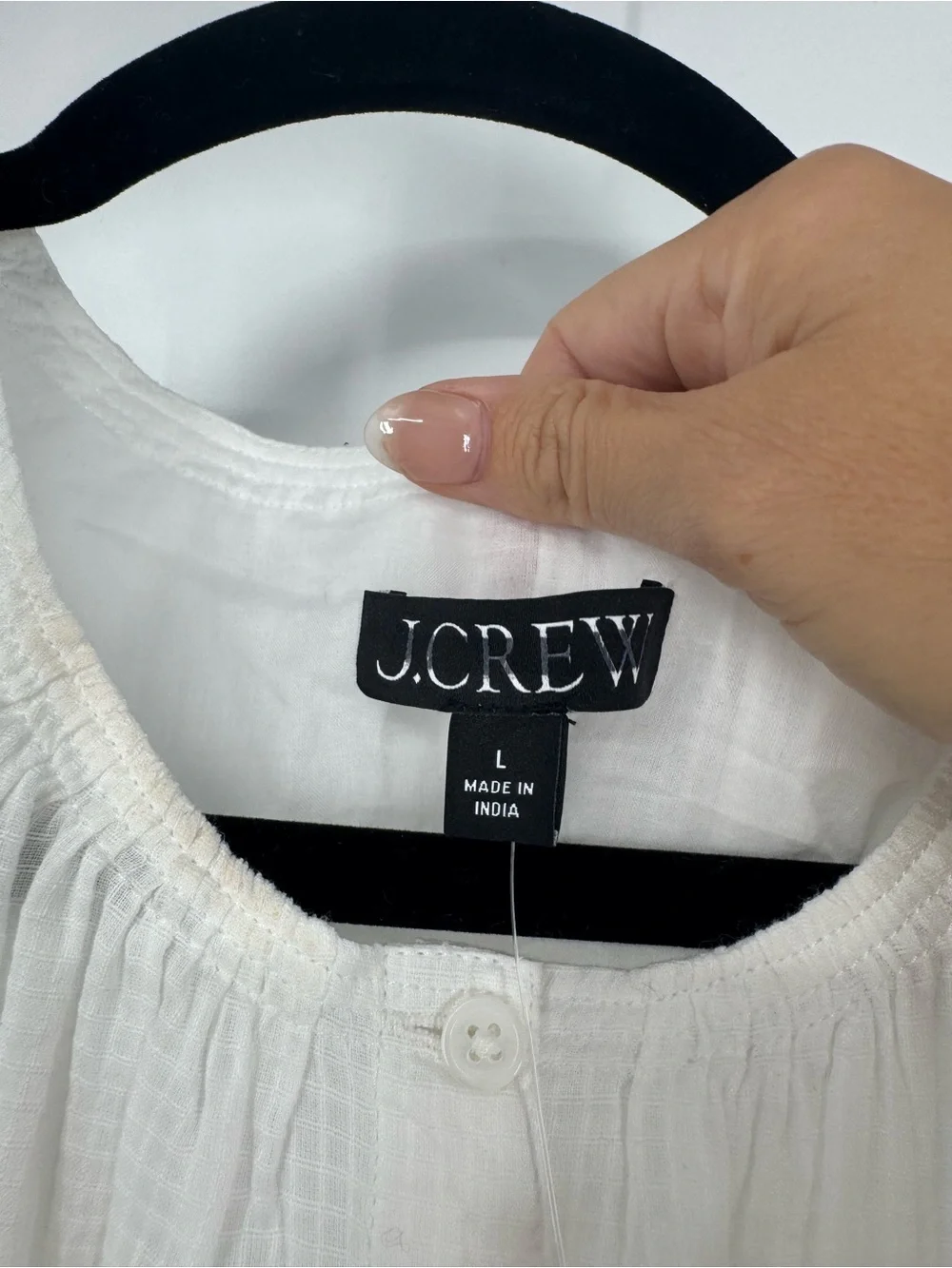 NWT J. Crew High Neck Button-up Tank Top Textured Cotton Voile White Size L